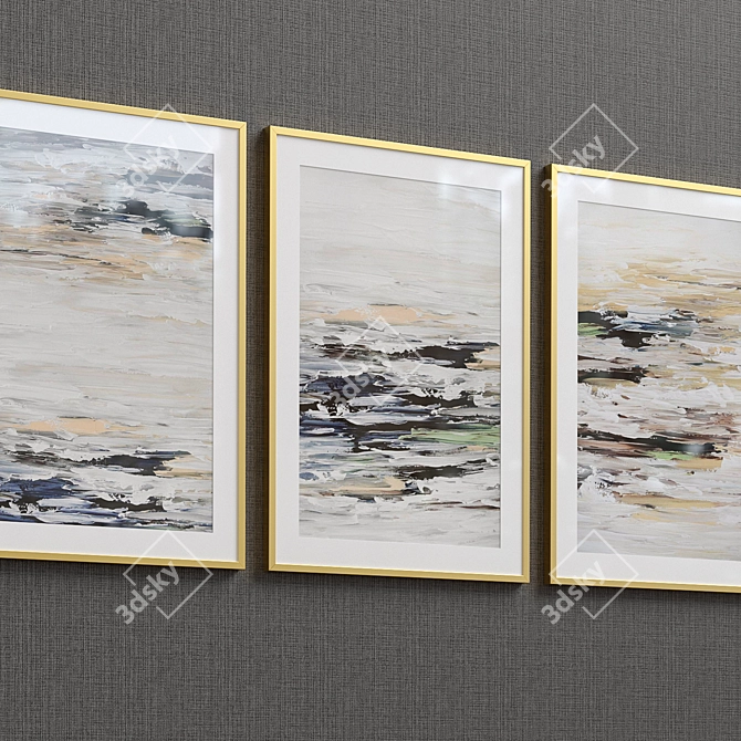 Contemporary Abstract Framed Print Set 3D model image 2