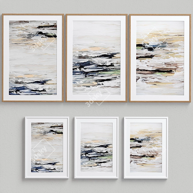 Contemporary Abstract Framed Print Set 3D model image 4