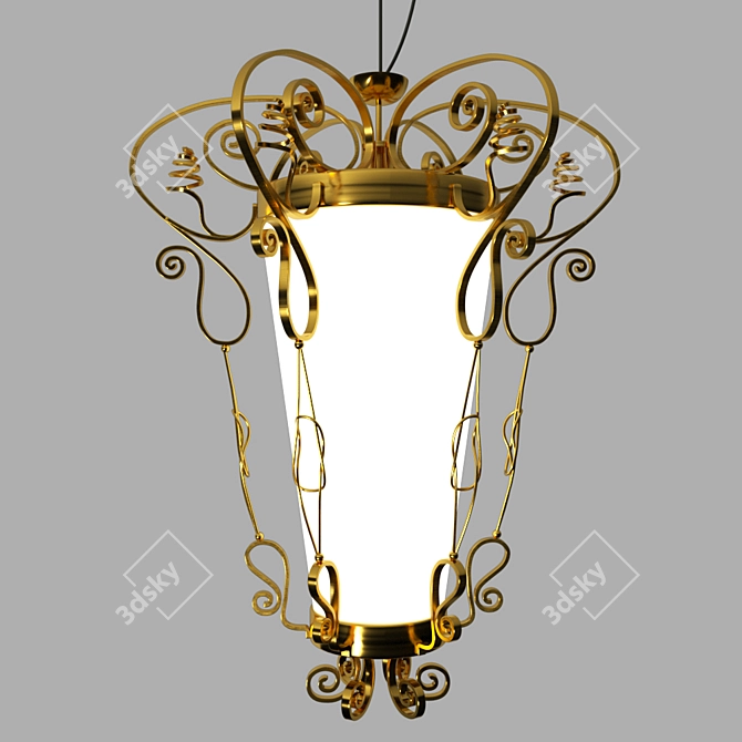 Classic Gold and White Pendant Lamp 3D model image 1