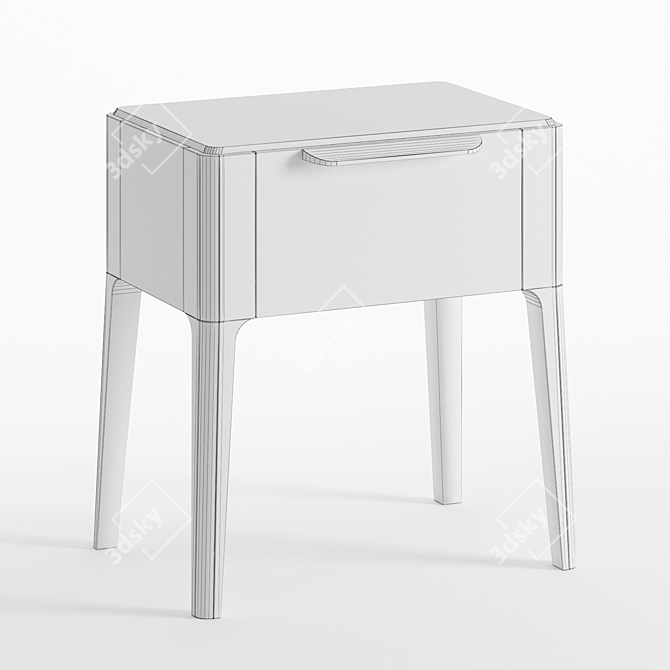 Elegant Walnut Bedside Table 3D model image 2