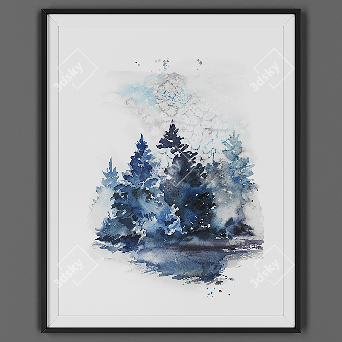 Sleek Black Framed Art 3D model image 1