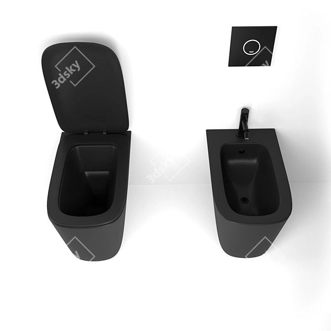 Sleek Matte Black Kerasan Toilet 3D model image 4
