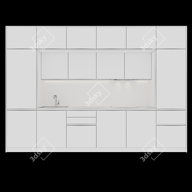 Sleek Modern Kitchen Set 3D model image 4