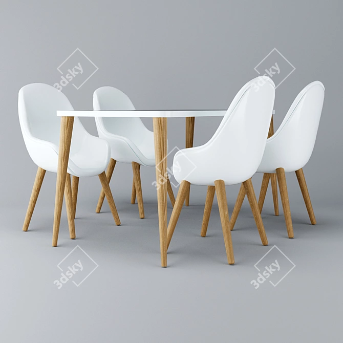 Elegant 5-Piece Dining Set 3D model image 1