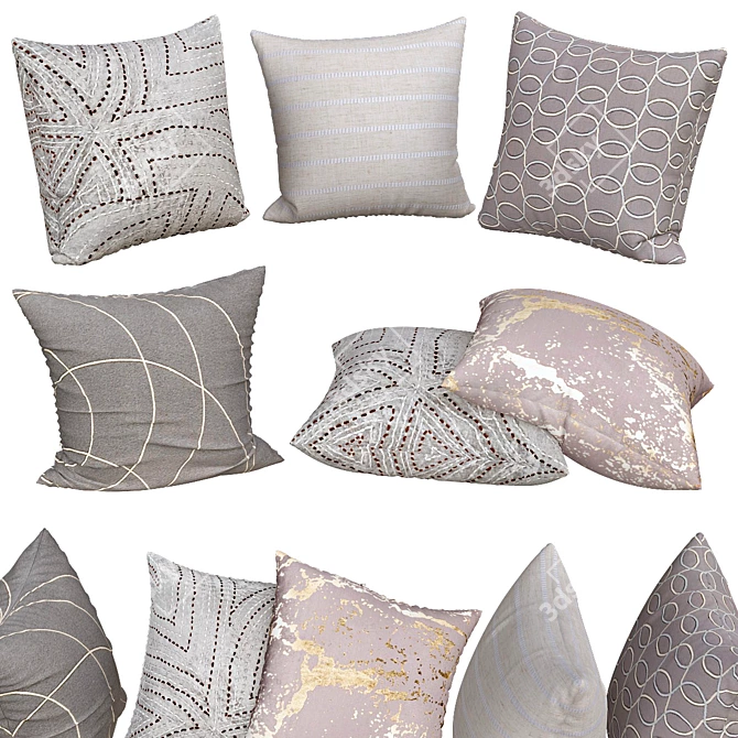 Elegant Cushion Set for Sofa 3D model image 1