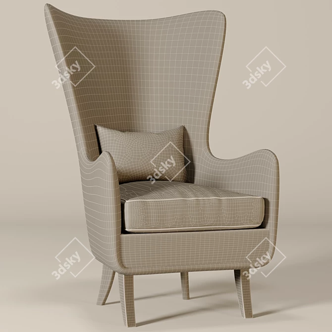 Elegant Wing Back Chair 3D model image 2