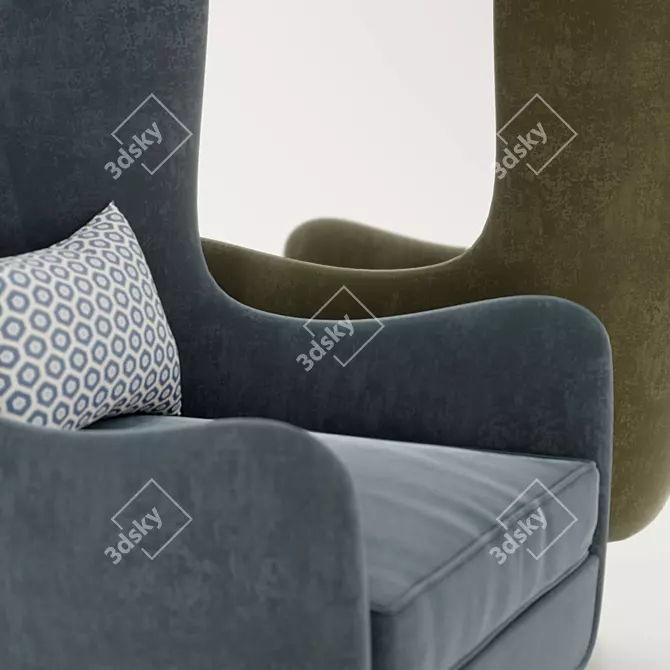 Elegant Wing Back Chair 3D model image 5