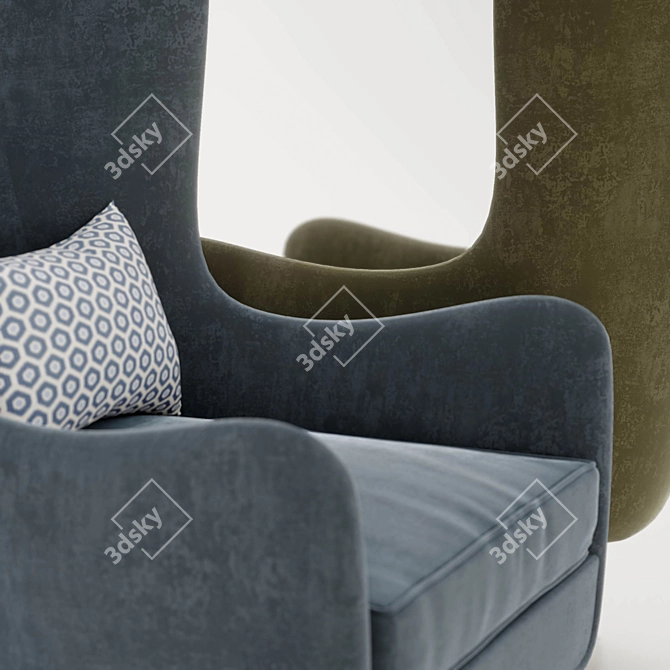 Elegant Wing Back Chair 3D model image 6