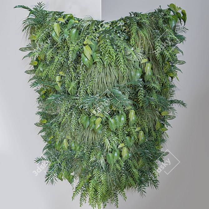 Green Oasis Corner: Modular Green Wall 3D model image 2