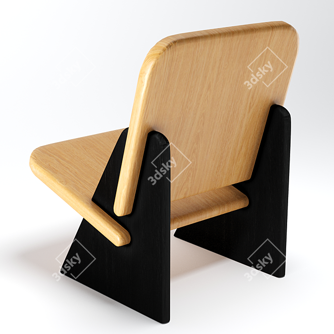 Sleek Black Oak Dolmena Chair 3D model image 2