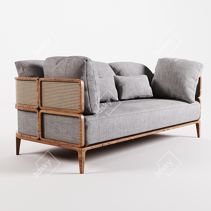 Stylish Rattan Sofa: GTV Promenade 3D model image 1