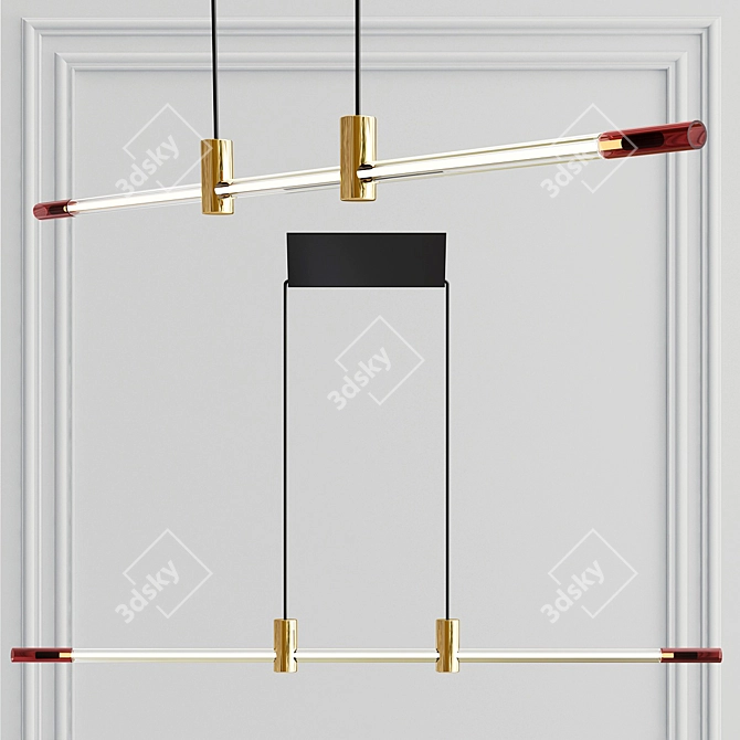 RA LED Line Linear Suspension: Contemporary Stylish Lighting 3D model image 2