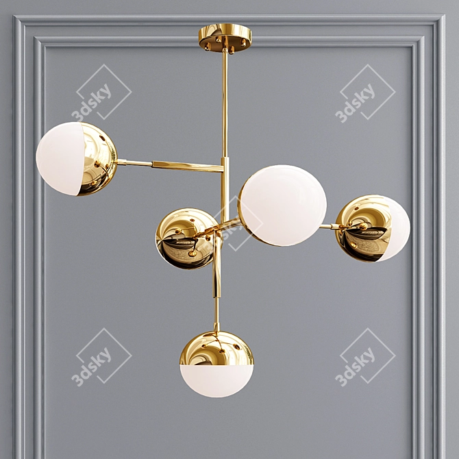 Stunning Brass Glass Ball Pendant 3D model image 3