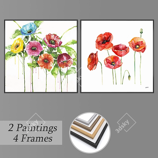 Elegant Wall Art Set with Multiple Frame Options 3D model image 1