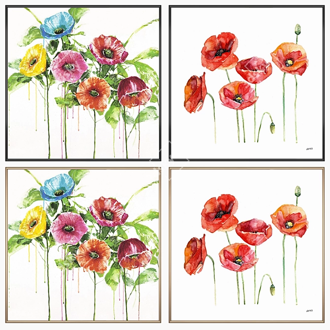 Elegant Wall Art Set with Multiple Frame Options 3D model image 2