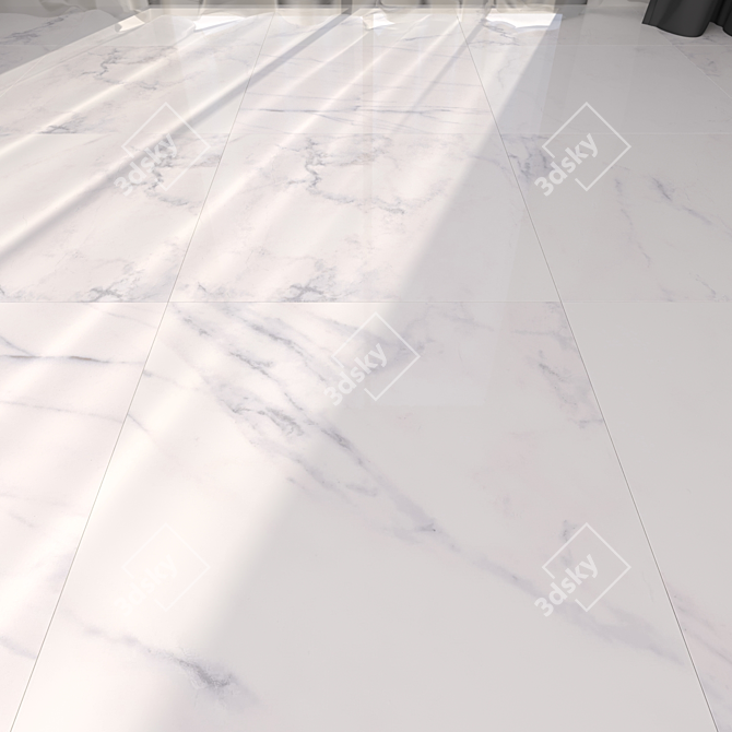 Elegant Carrara White Marble Flooring 3D model image 1