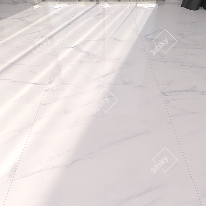 Classic Carrara White Marble Flooring Set 3D model image 1
