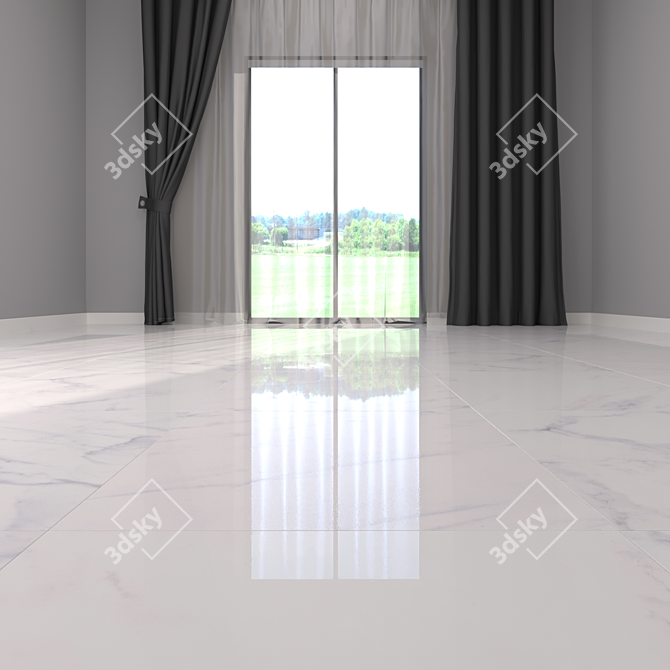 Classic Carrara White Marble Flooring Set 3D model image 2