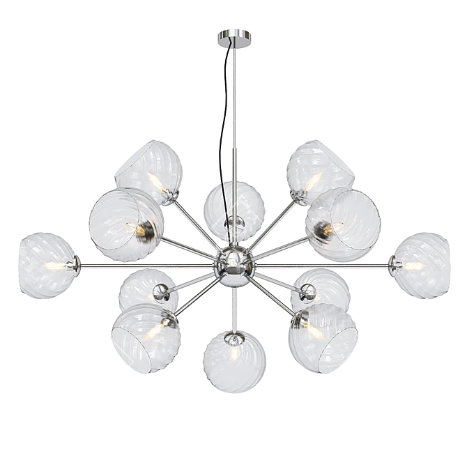 Elegant Glass & Chrome Chandelier 3D model image 1