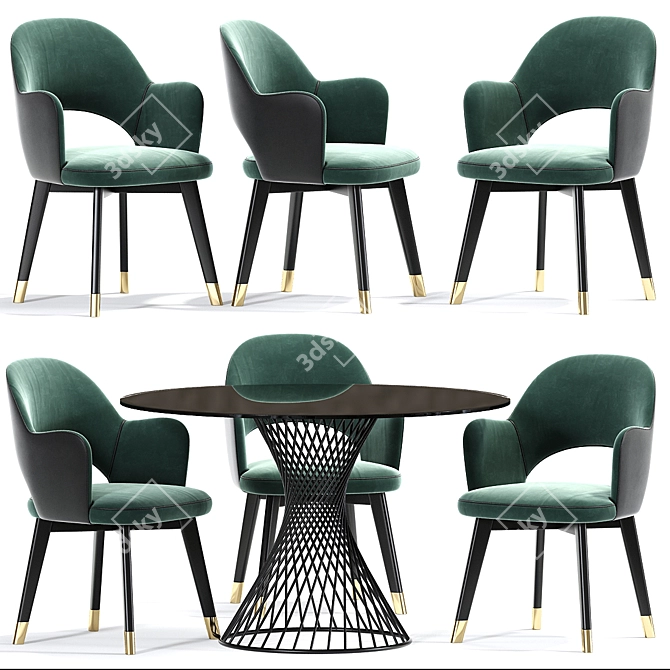 Elegant Colette Armchair Set: Timeless Dining Luxury 3D model image 1