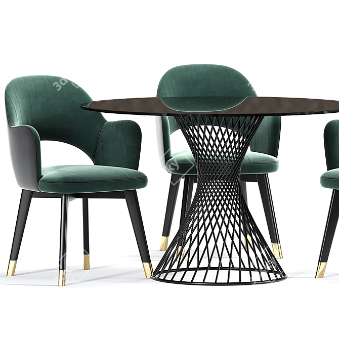 Elegant Colette Armchair Set: Timeless Dining Luxury 3D model image 2