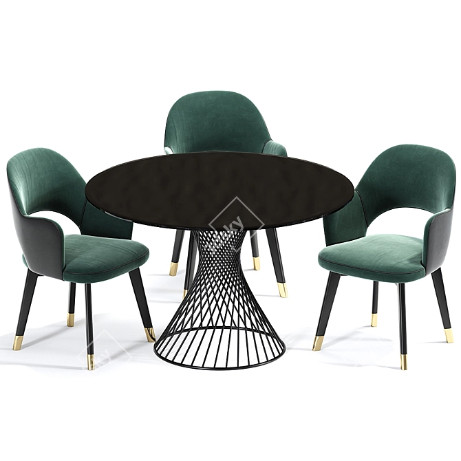 Elegant Colette Armchair Set: Timeless Dining Luxury 3D model image 3