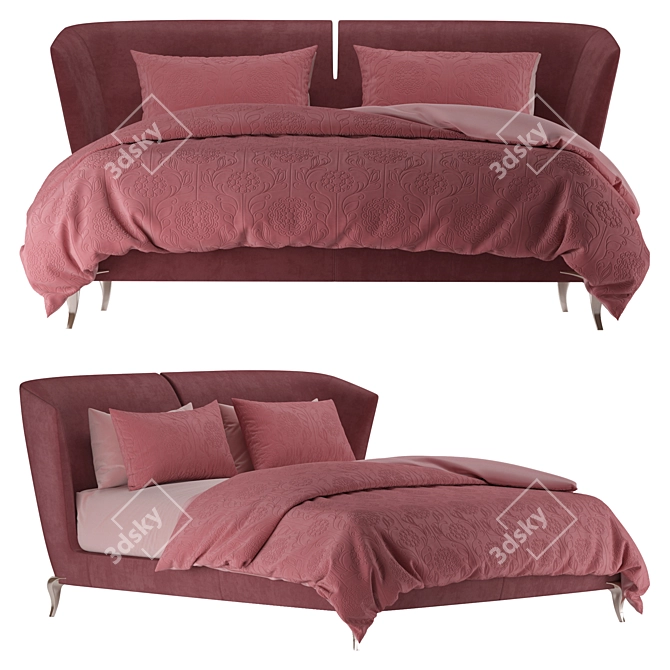 Pink Contour Bed 3D model image 1