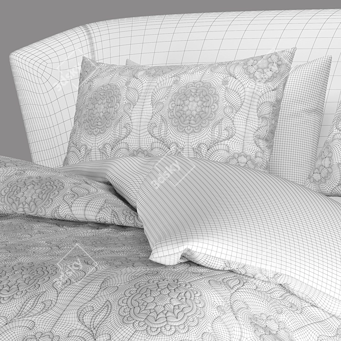 Pink Contour Bed 3D model image 4