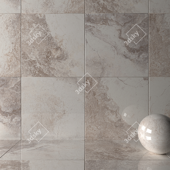 Elegant Ivory Marble Wall Tiles 3D model image 2