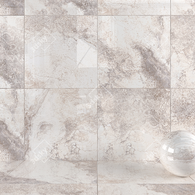 Marble Wall Tile Set Ivory 3D model image 1