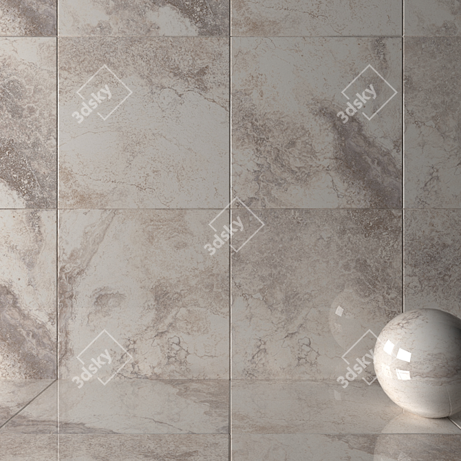 Marble Wall Tile Set Ivory 3D model image 2