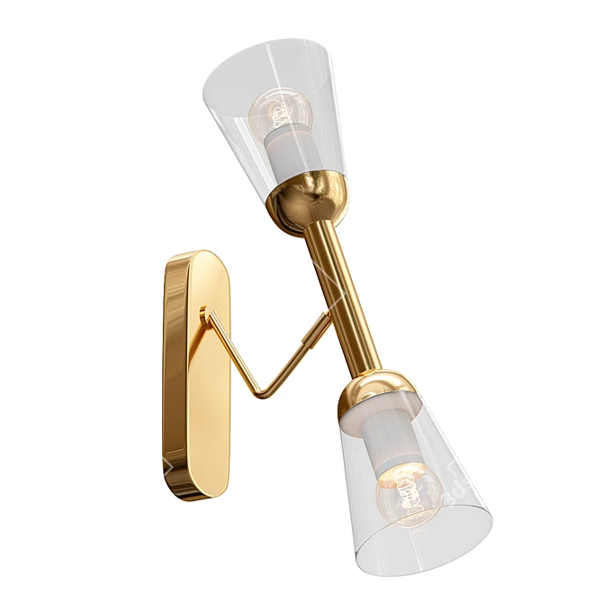 Elegant Amber Brass Wall Sconce 3D model image 1