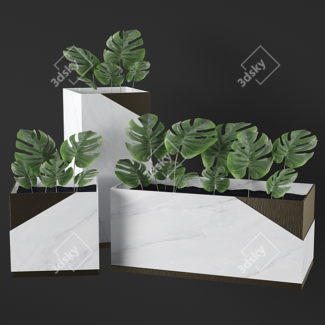 PROF LOUISE Gold Corner Flower Pot 3D model image 2