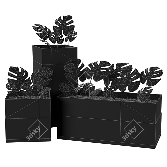 PROF LOUISE Gold Corner Flower Pot 3D model image 3