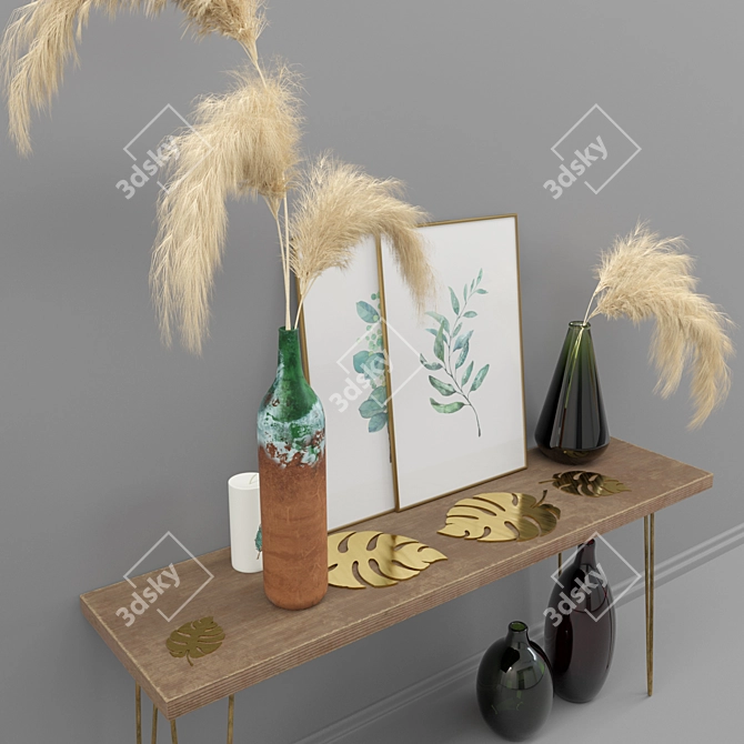 Elegant Pampas Decor Set 3D model image 2