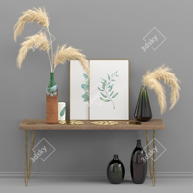 Elegant Pampas Decor Set 3D model image 3