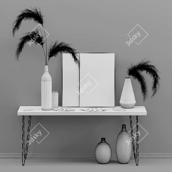 Elegant Pampas Decor Set 3D model image 4