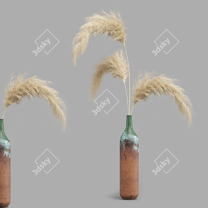 Elegant Pampas Decor Set 3D model image 5