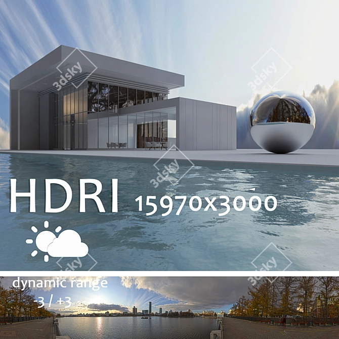 HDRI Cityscape: Poolside Illumination 3D model image 1
