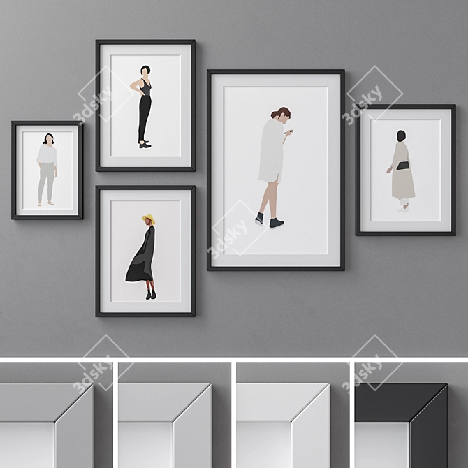 Elegant Photo Frames Collection 3D model image 1