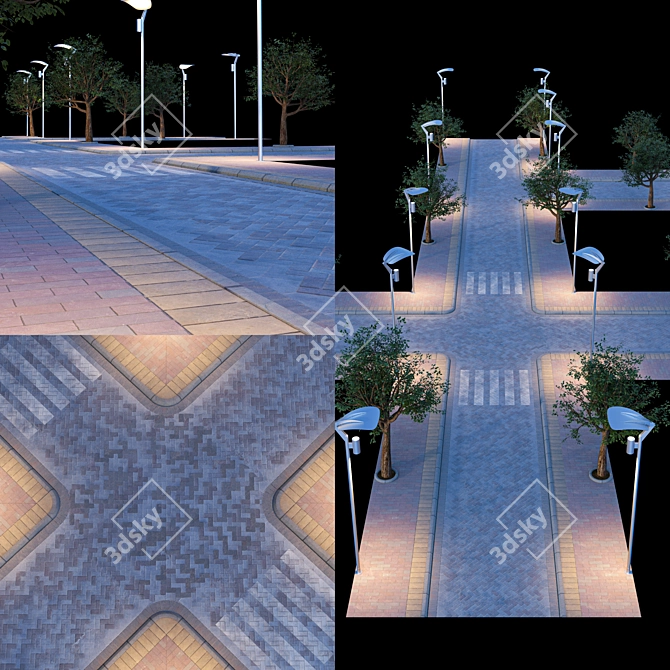 Concrete Paving Kit with Sidewalk 3D model image 1