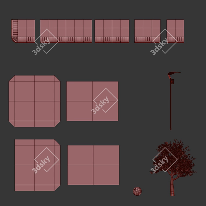 Concrete Paving Kit with Sidewalk 3D model image 3