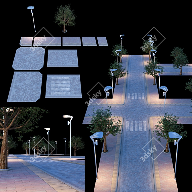 Concrete Paving Kit with Sidewalk 3D model image 4