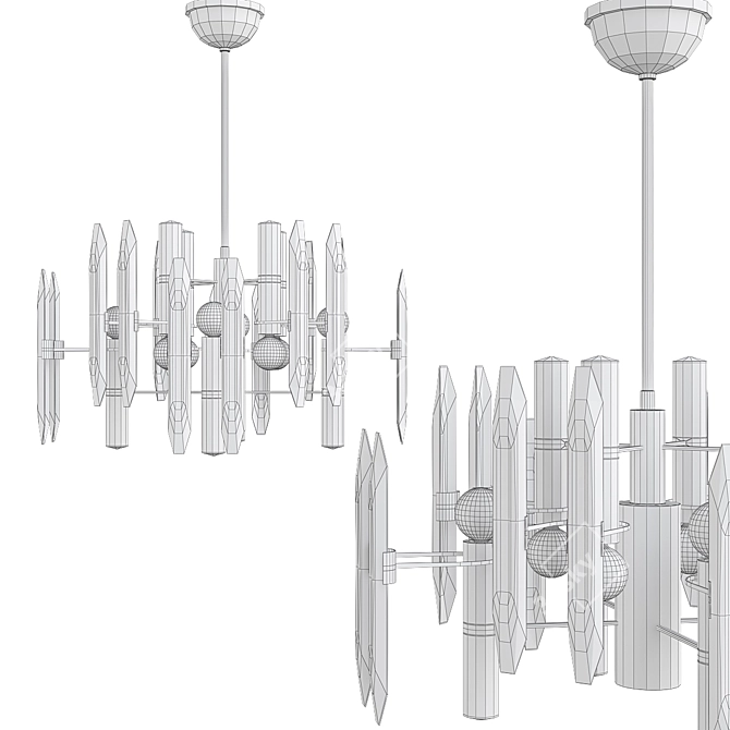 Elegant Sciolari Chandelier: Hollywood Regency Glam 3D model image 2