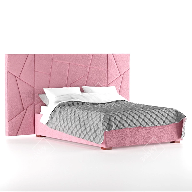 Pink Vincent Bed with Lift Mechanism 3D model image 1