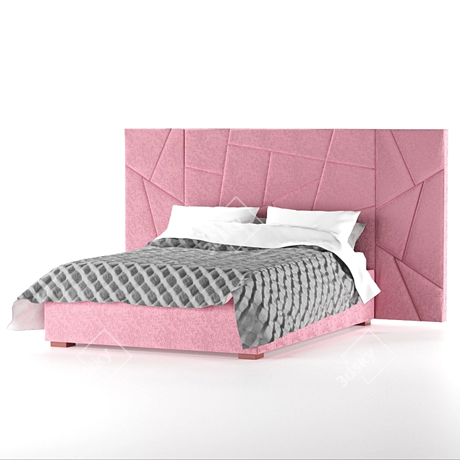 Pink Vincent Bed with Lift Mechanism 3D model image 2