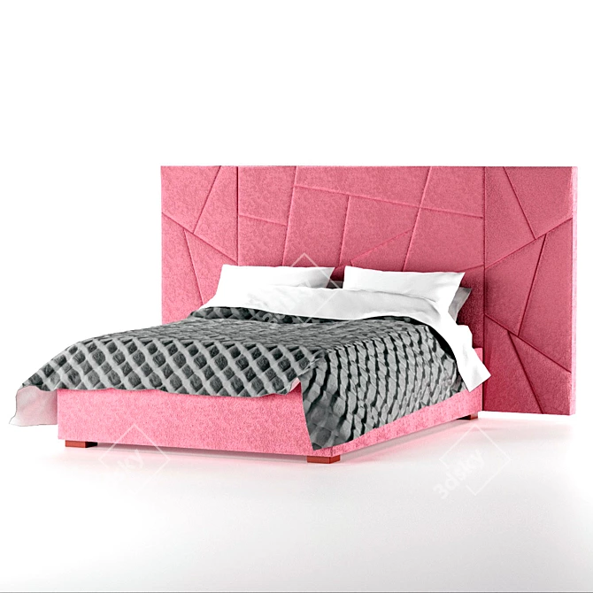 Pink Vincent Bed with Lift Mechanism 3D model image 6