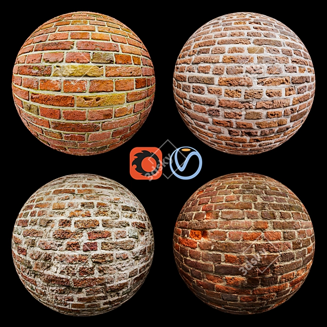 PBR Brick Textured Material 3D model image 1