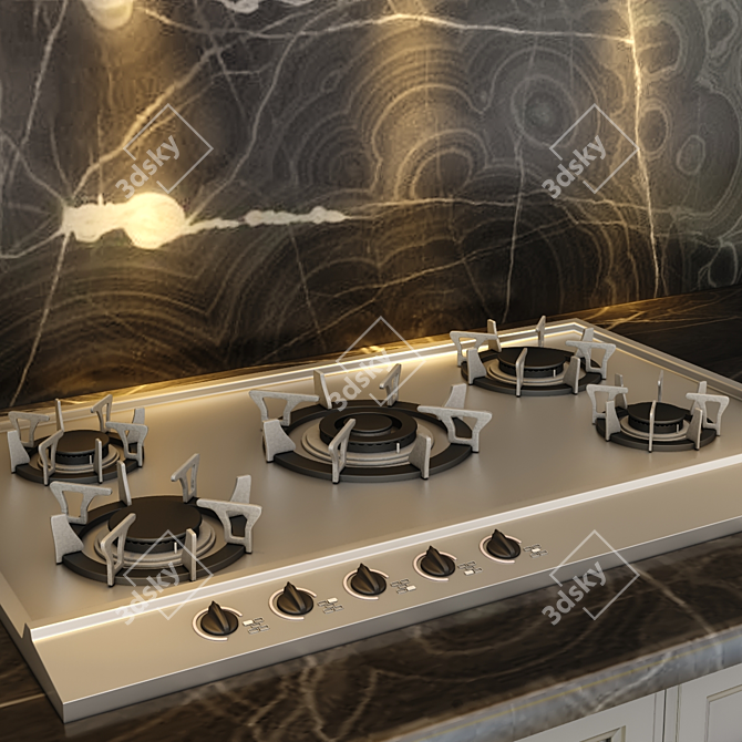 Modern Kitchen Design 3D model image 2