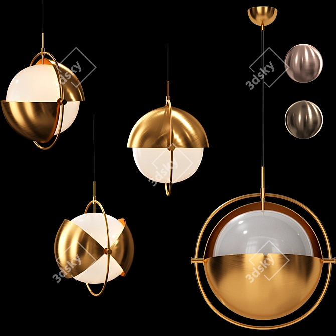 Transformable Metal Dome Pendant Light 3D model image 1